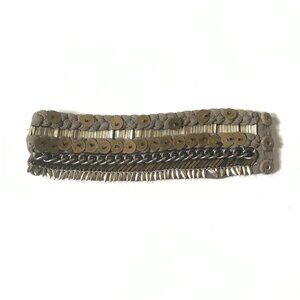 Mignonne Gavigan Beaded Cuff Bracelet Womens Gray Bronze Sequins Snap Close RARE